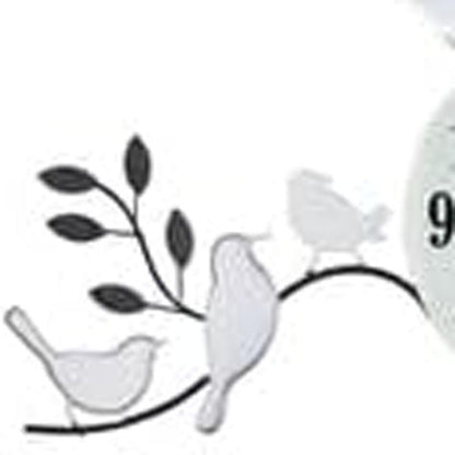23" Silver Black And White Metal and Glass Silent Pendulum Novelty Wall Clock
