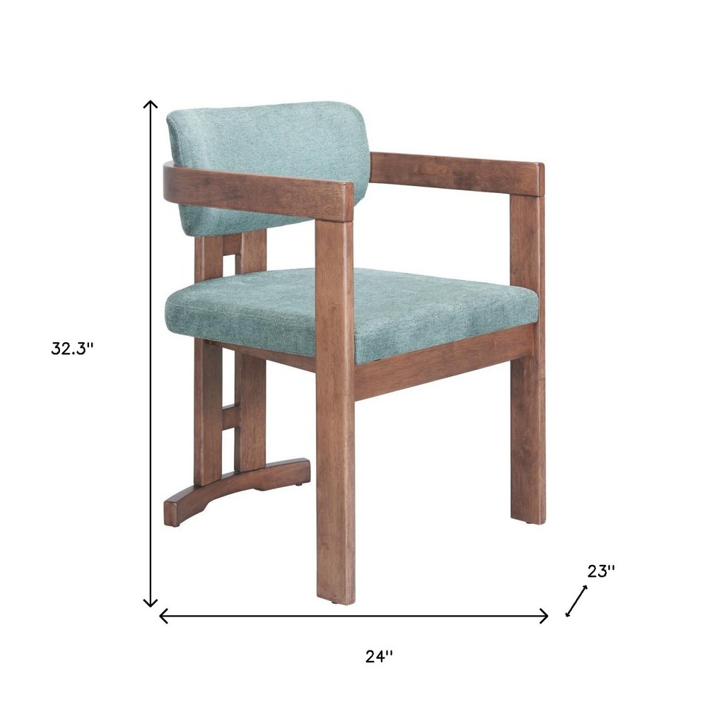 Gray and Brown Upholstery Open Back Dining Arm Chair