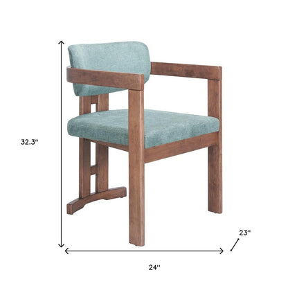 Gray and Brown Upholstery Open Back Dining Arm Chair