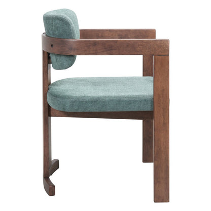 Gray and Brown Upholstery Open Back Dining Arm Chair