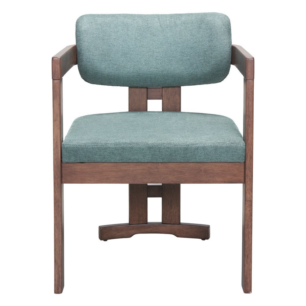 Gray and Brown Upholstery Open Back Dining Arm Chair