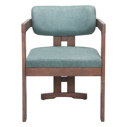 Gray and Brown Upholstery Open Back Dining Arm Chair