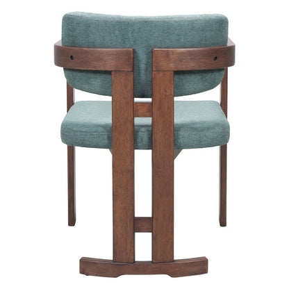 Gray and Brown Upholstery Open Back Dining Arm Chair