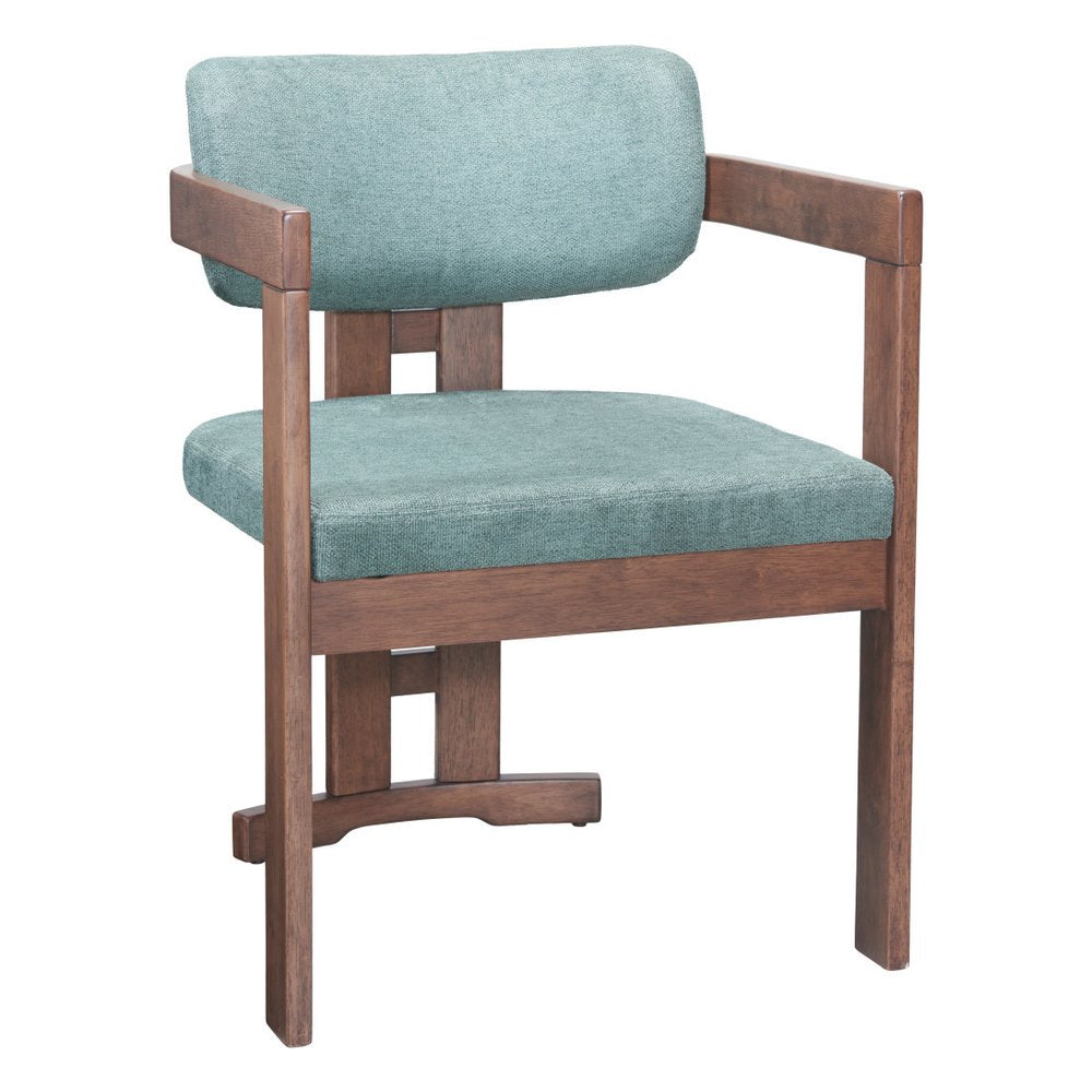 Gray and Brown Upholstery Open Back Dining Arm Chair