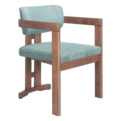 Gray and Brown Upholstery Open Back Dining Arm Chair