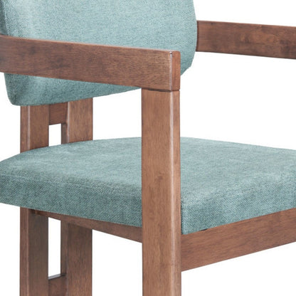 Gray and Brown Upholstery Open Back Dining Arm Chair
