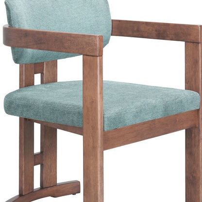 Gray and Brown Upholstery Open Back Dining Arm Chair