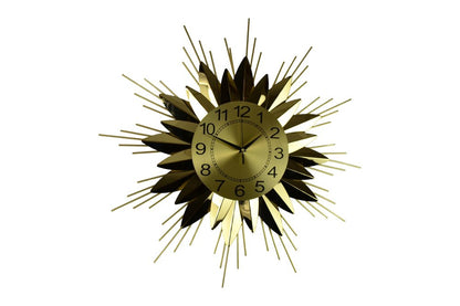 25" Gold And Black Metal Silent Analog Starburst Wall Clock