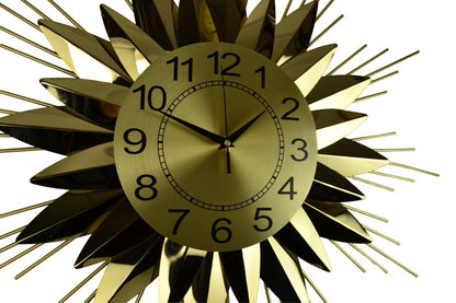 25" Gold And Black Metal Silent Analog Starburst Wall Clock
