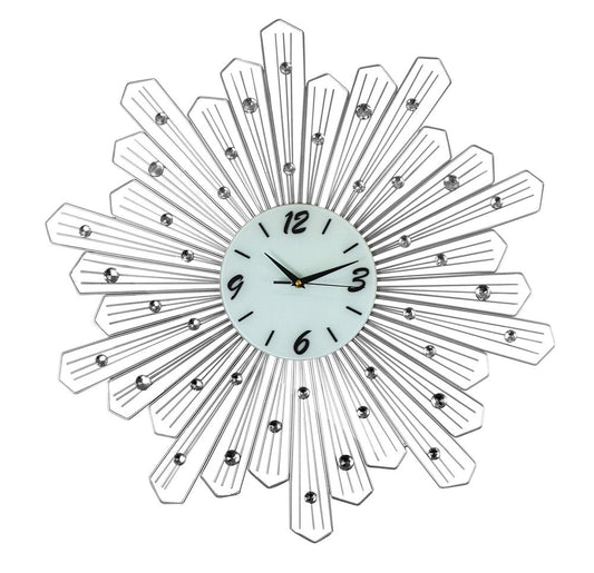 27" Silver And White Metal Silent Analog Novelty Wall Clock