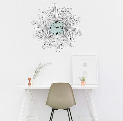 27" Silver And White Metal Silent Analog Novelty Wall Clock