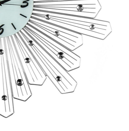 27" Silver And White Metal Silent Analog Novelty Wall Clock