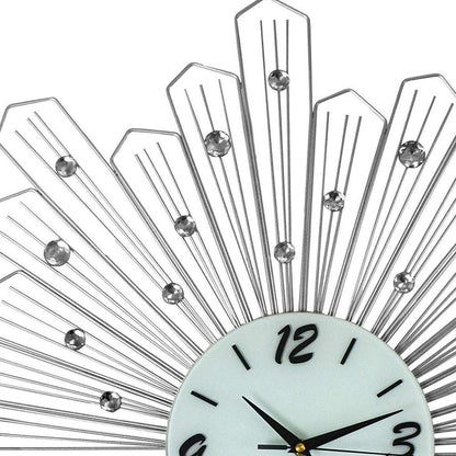 27" Silver And White Metal Silent Analog Novelty Wall Clock