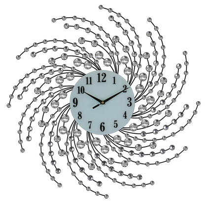 24" Silver And White Metal Silent Analog Novelty Wall Clock