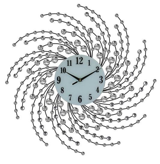 24" Silver And White Metal Silent Analog Novelty Wall Clock