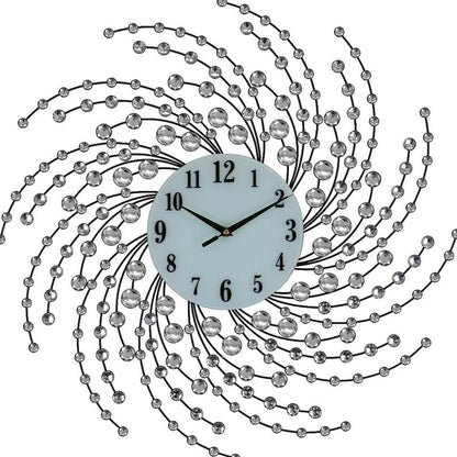 24" Silver And White Metal Silent Analog Novelty Wall Clock