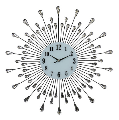 27" Silver And White Metal Silent Analog Round Wall Clock