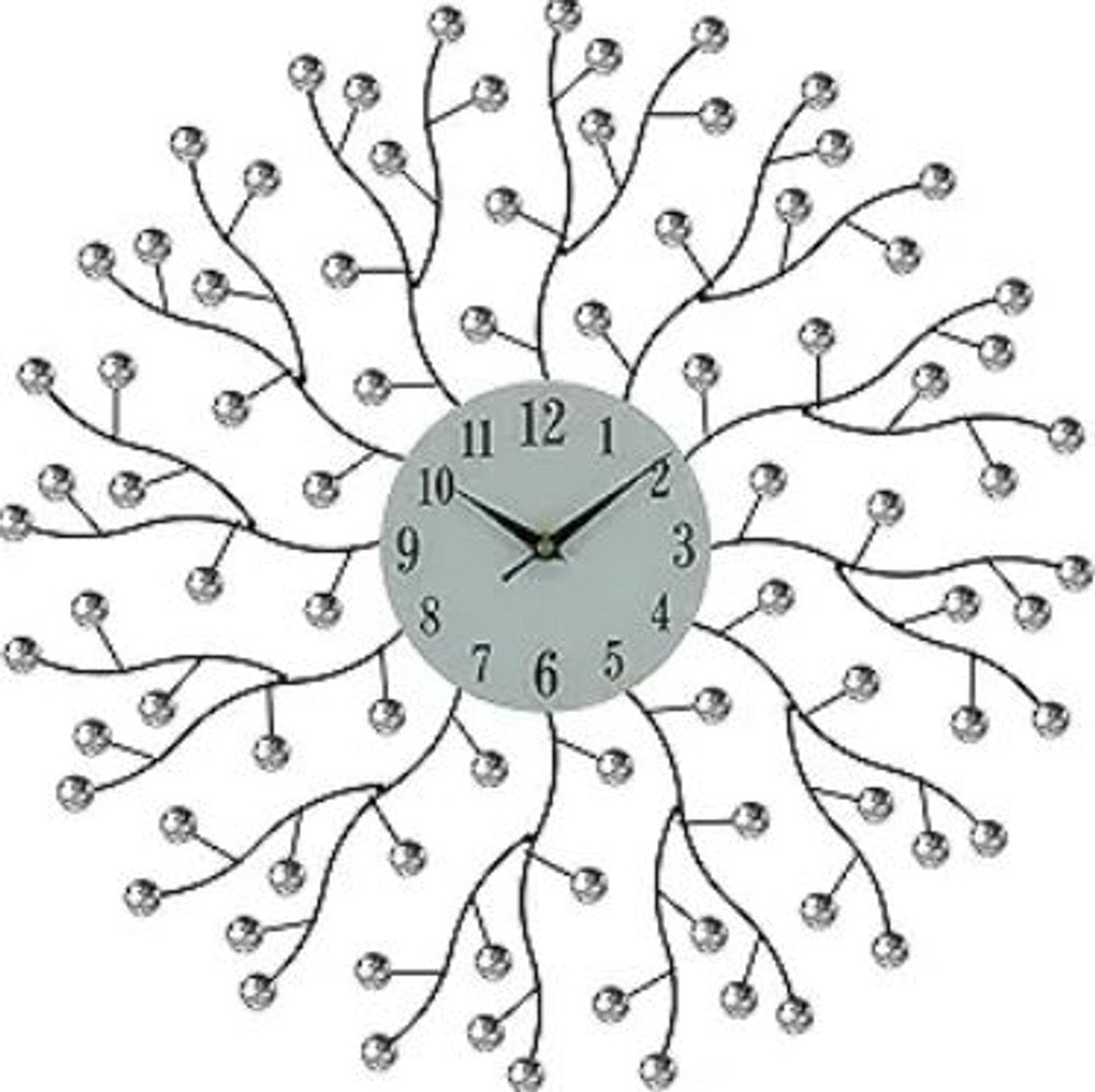 20" Black White And Clear Metal and Glass Silent Analog Round Wall Clock