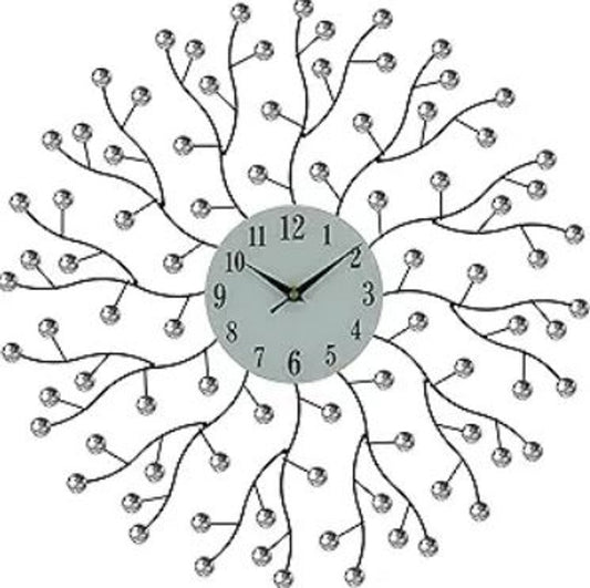 20" Black White And Clear Metal and Glass Silent Analog Round Wall Clock