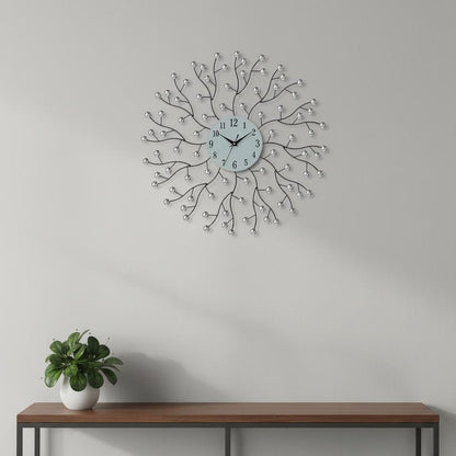 20" Black White And Clear Metal and Glass Silent Analog Round Wall Clock