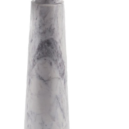 22" Silver and White Aluminum and Marble Pedestal End Table