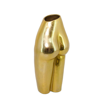 14" Gold Cast Aluminum Female Form Table Vase