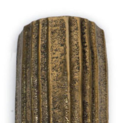 12" Antiqued Gold Ribbed Aluminum Wall Vase