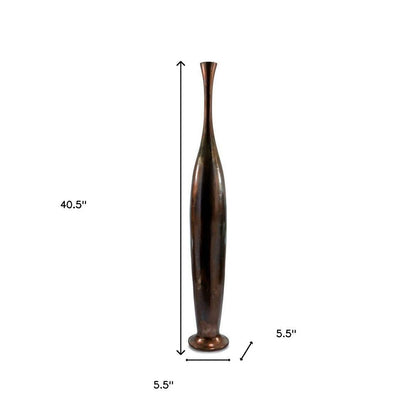 50" Burnished Brown Aluminum Floor Vase