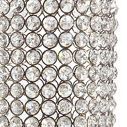 21" Clear And Silver Faux Crystal And Metal Table Vase