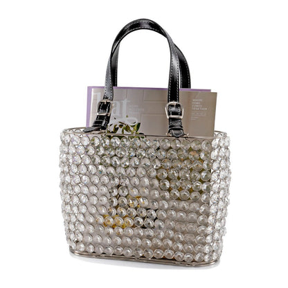 11" Clear And Gold Crystals And Metal Magazine Holder