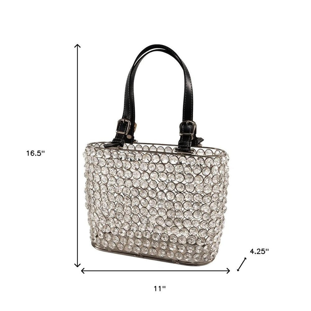 11" Clear And Gold Crystals And Metal Magazine Holder