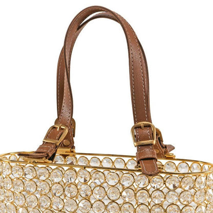 11" Clear And Gold Crystals And Metal Magazine Holder