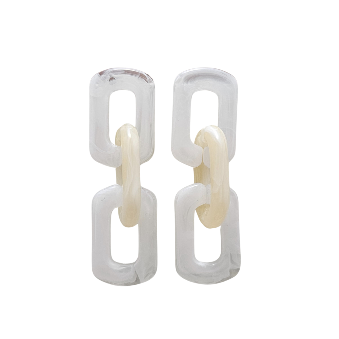 Tabitha Earrings - White & Beige