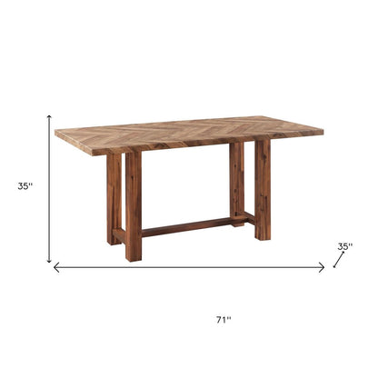 71" Brown Solid Wood Rectangular Bar Table