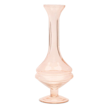 Set of Two 9" Pink Glass Trumpet Table Vases