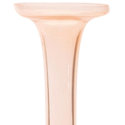 Set of Two 11" Pink Glass Trumpet Table Vases