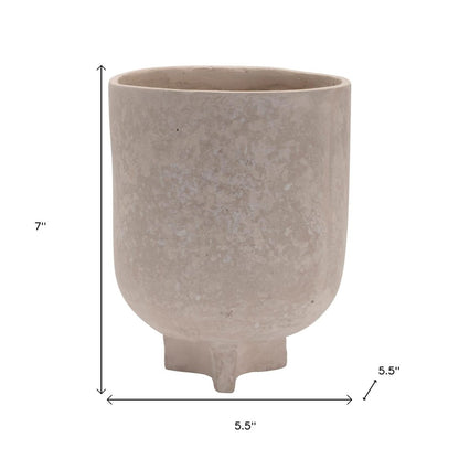 7" Beige Recycled Paper Urn Table Vase