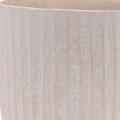8" Beige Recycled Paper Textured Lines Urn Table Vase