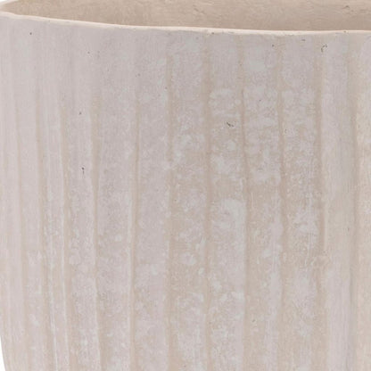 8" Beige Recycled Paper Textured Lines Urn Table Vase