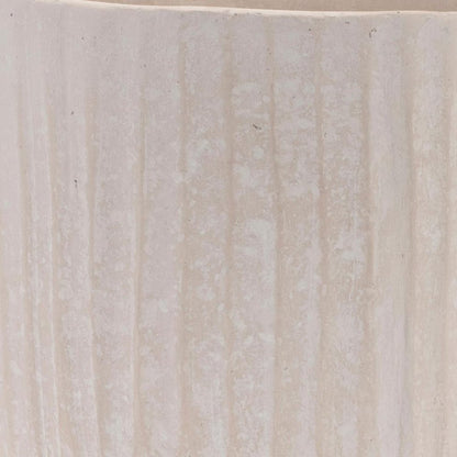 8" Beige Recycled Paper Textured Lines Urn Table Vase