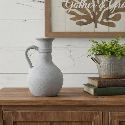 9" Gray Resin Round Pitcher Vase