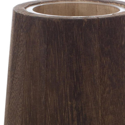 Set of Two Brown And Clear Glass Tapered Table Vases With Wood