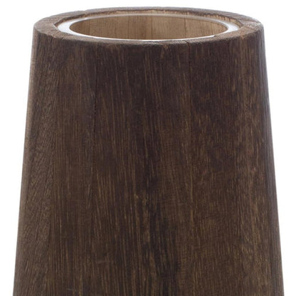 Set of Two Brown And Clear Glass Tapered Table Vases With Wood