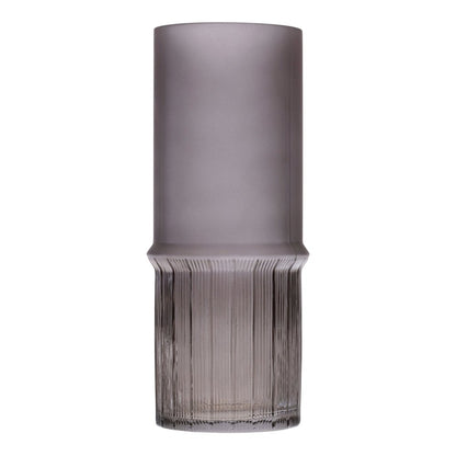 Set of Two Gray Glass Cylinder Table Vases