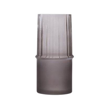 Set of Two Gray Glass Cylinder Table Vases