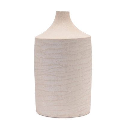 18" Beige Recycled Paper Cylinder Jug Floor Vase