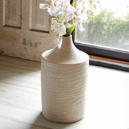 18" Beige Recycled Paper Cylinder Jug Floor Vase