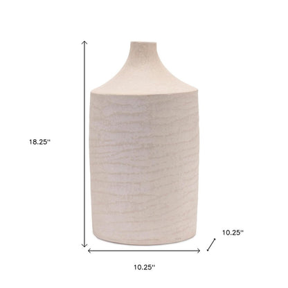 18" Beige Recycled Paper Cylinder Jug Floor Vase