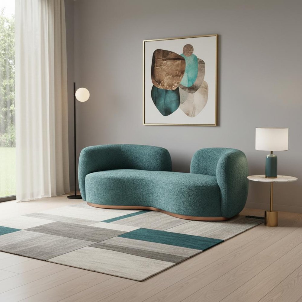 87" Teal Blue Sofa With Legs