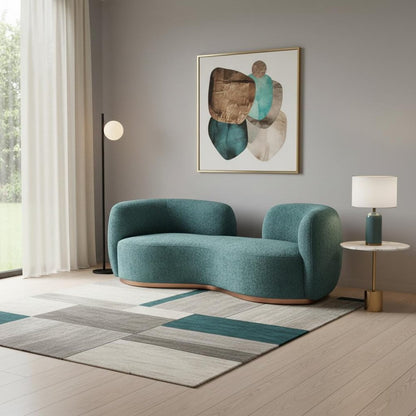87" Teal Blue Sofa With Legs